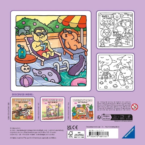 Buchcover und Innenansicht für das Buch: Cozy Coloring - Silly Spooky