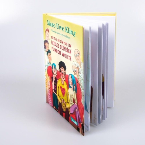 Buchcover und Innenansicht für das Buch: Der Tag, an dem Papa ein heikles Gespräch führen wollte