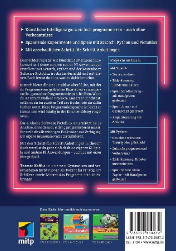 Buchcover und Innenansicht für das Buch: Künstliche Intelligenz einfach visuell programmieren