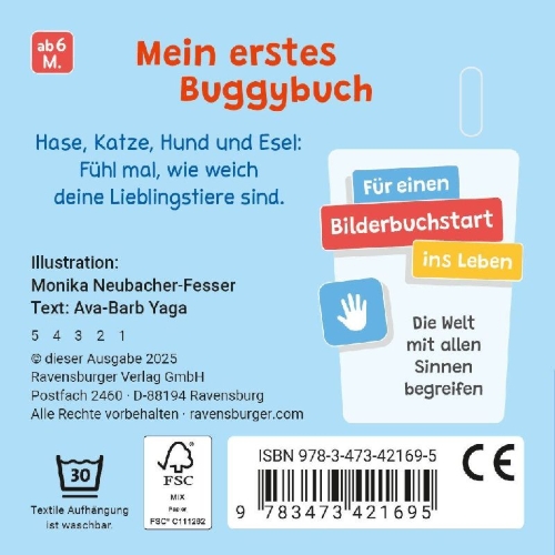 Buchcover und Innenansicht für das Buch: Mein erstes Buggybuch: Fühl mal! Lieblingstiere