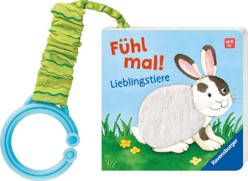 Buchcover und Innenansicht für das Buch: Mein erstes Buggybuch: Fühl mal! Lieblingstiere