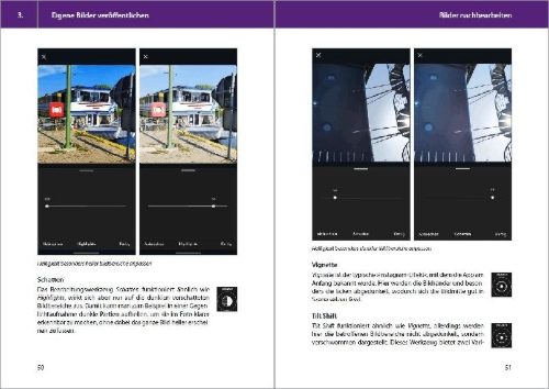 Buchcover und Innenansicht für das Buch: Instagram optimal nutzen - Alle Funktionen anschaulich erklärt, mit vielen Tipps und Tricks - komplett in Farbe