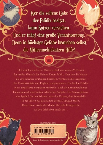 Buchcover und Innenansicht für das Buch: Mitternachtskatzen, Band 2: Die Hüter des Smaragdsterns (Katzenflüsterer-Fantasy in London für Kinder ab 9 Jahren)