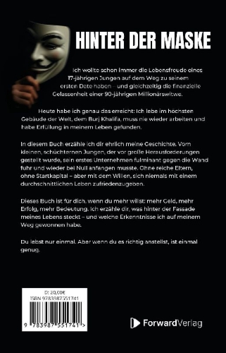 Buchcover und Innenansicht für das Buch: Hinter der Maske