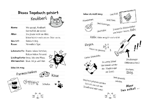 Buchcover und Innenansicht für das Buch: Cats Tagebuch - Lass die Ratte aus dem Sack!