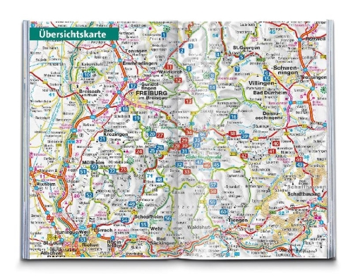 Buchcover und Innenansicht für das Buch: KOMPASS Wanderführer Schwarzwald Süd mit Naturpark, Kaiserstuhl und Markgräflerland, 60 Touren mit Extra-Tourenkarte
