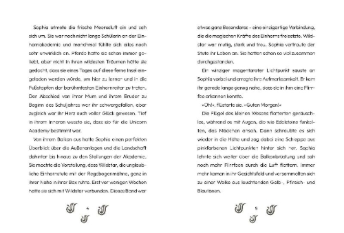 Buchcover und Innenansicht für das Buch: Unicorn Academy - Unter dem Feenmond