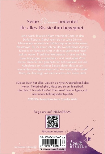 Buchcover und Innenansicht für das Buch: Zeilenflüstern (Sweet Lemon Agency, Band 1)