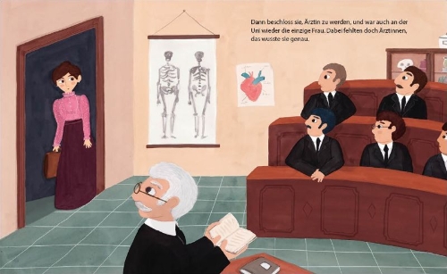 Buchcover und Innenansicht für das Buch: Pequeña y grande: Maria Montessori