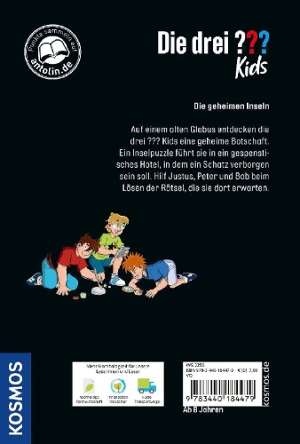 Buchcover und Innenansicht für das Buch: Die drei ??? Kids Dein Fall, Die geheimen Inseln
