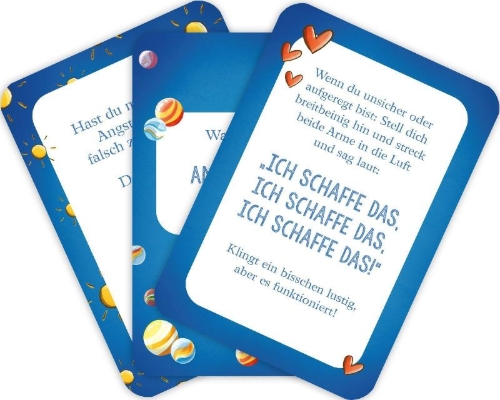 Buchcover und Innenansicht für das Buch: Mutmachkarten für die Schule