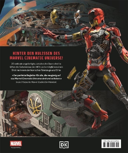 Buchcover und Innenansicht für das Buch: Marvel Studios Cross-Sections