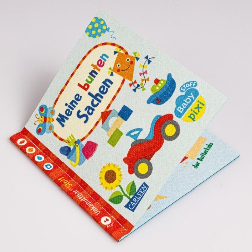 Buchcover und Innenansicht für das Buch: Baby Pixi (unkaputtbar) 166: Baby Pixi Stoff: Meine bunten Sachen