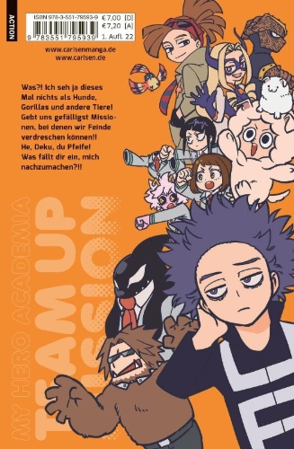 Buchcover und Innenansicht für das Buch: Boku no Hero Academia: Team Up Mission