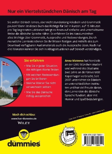 Buchcover und Innenansicht für das Buch: Dänisch lernen in 15 Minuten am Tag für Dummies