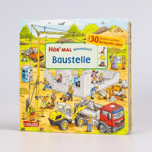 Buchcover und Innenansicht für das Buch: Hör mal (Soundbuch): Wimmelbuch: Baustelle