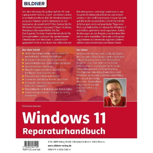 Buchcover und Innenansicht für das Buch: Windows 11 Reparaturhandbuch