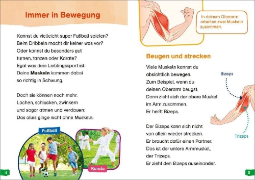 Buchcover und Innenansicht für das Buch: WAS IST WAS Erstes Lesen easy! Band 13. Was unser Körper alles kann
