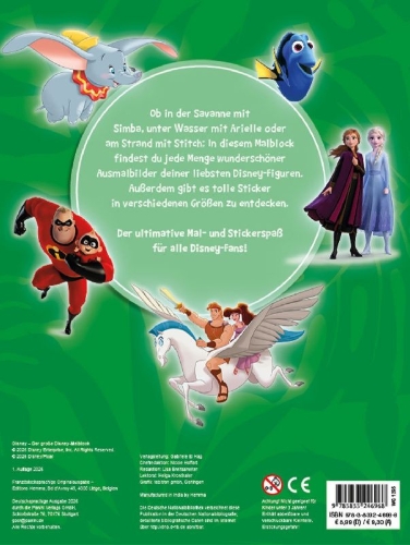 Buchcover und Innenansicht für das Buch: Disney: Der große Disney-Malblock