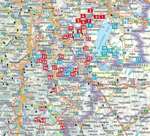 Buchcover und Innenansicht für das Buch: ROTHER Wanderführer Leithagebirge - Rosaliengebirge