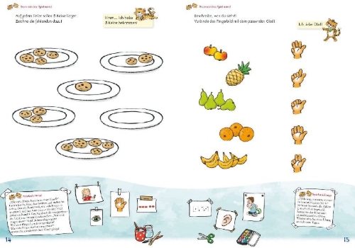 Buchcover und Innenansicht für das Buch: Lernen mit Teo und Tia - Ich lerne Rechnen - Kindergarten/Vorschule
