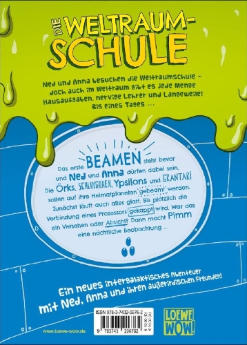 Buchcover und Innenansicht für das Buch: Die Weltraumschule (Band 2) - Ein schleimiger Spion