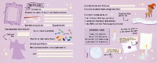 Buchcover und Innenansicht für das Buch: Mein Freundebuch für Harry Potter-Fans
