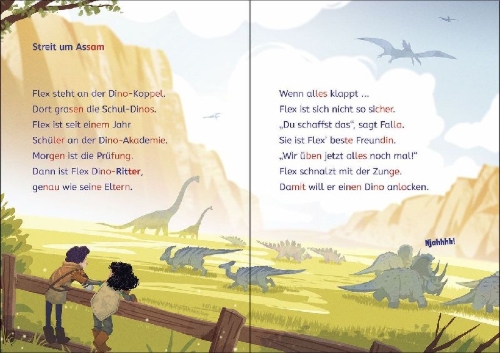 Buchcover und Innenansicht für das Buch: Leselöwen 2. Klasse - Vorsicht, T-Rex!