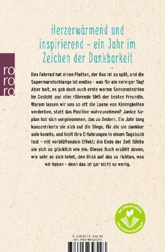 Buchcover und Innenansicht für das Buch: The Gratitude Diaries. How a Year Looking On the Bright Side Transformed My Life
