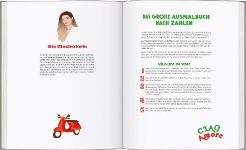 Buchcover und Innenansicht für das Buch: Italien - Das große Ausmalbuch nach Zahlen