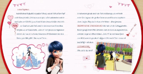 Buchcover und Innenansicht für das Buch: Miraculous: Marinettes Tagebuch
