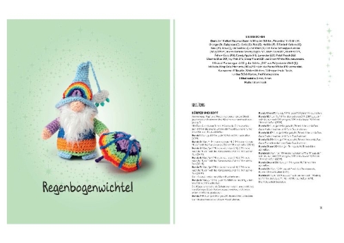 Buchcover und Innenansicht für das Buch: Gnomes in Crochet - 20 fun Amigurumi friends for every occasion