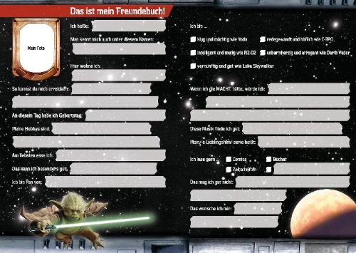 Buchcover und Innenansicht für das Buch: Star Wars Freundebuch: Meine Freunde