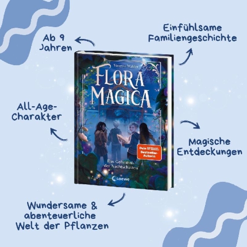 Buchcover und Innenansicht für das Buch: Flora Magica (Band 1) - Das Geheimnis der Nachtschatten