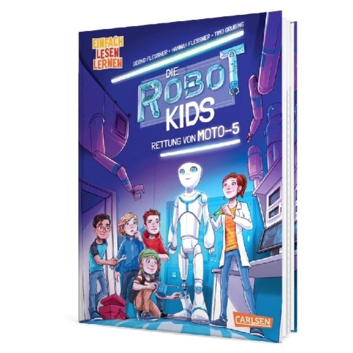 Buchcover und Innenansicht für das Buch: Die Robot-Kids: Rettung von Moto-5