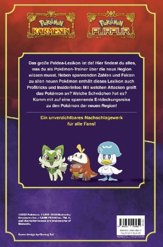 Buchcover und Innenansicht für das Buch: Pokémon Handbook: Stats and Facts o 400 Pokémon in he Paldea region!