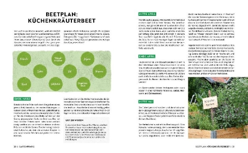 Buchcover und Innenansicht für das Buch: Gartenmomente: Kräuter im Garten