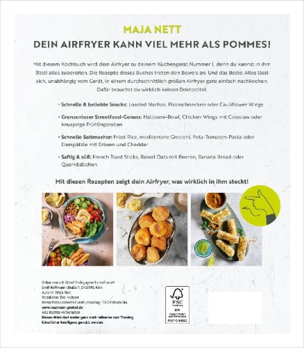 Buchcover und Innenansicht für das Buch: Airfryer für Studierende