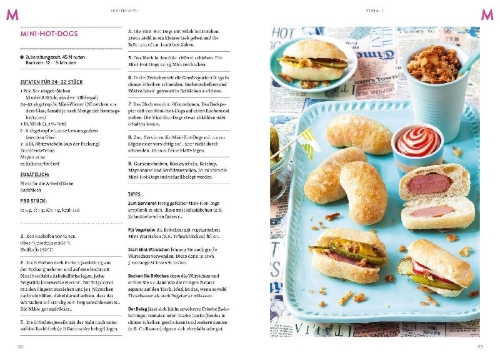 Buchcover und Innenansicht für das Buch: Partyrezepte von A-Z
