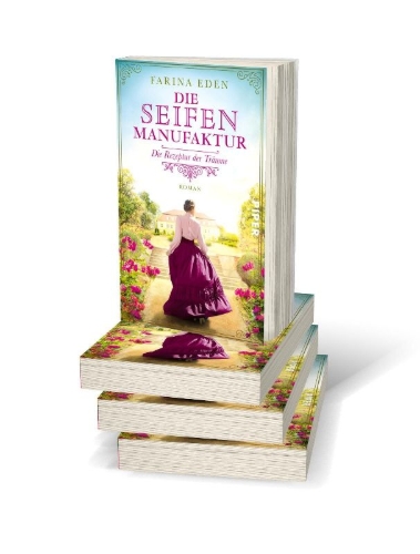 Buchcover und Innenansicht für das Buch: Die Seifenmanufaktur - Die Rezeptur der Träume