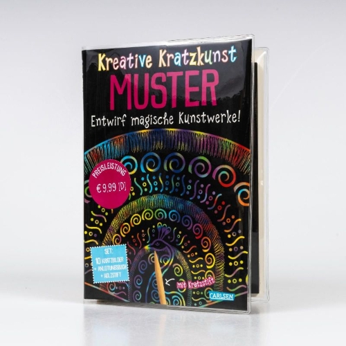 Buchcover und Innenansicht für das Buch: Kratzbilder für Kinder: Kreative Kratzkunst: Muster