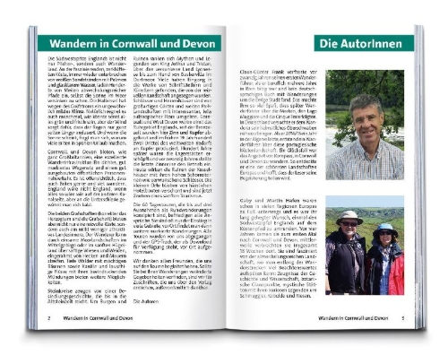 Buchcover und Innenansicht für das Buch: KOMPASS Wanderführer Cornwall und Devon, 60 Touren mit Extra-Tourenkarte