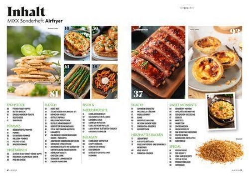 Buchcover und Innenansicht für das Buch: MIXX Airfryer-Spezial: Über 70 Rezepte für die Heißluftfritteuse