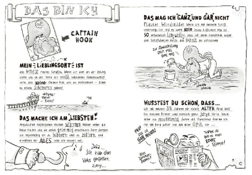 Buchcover und Innenansicht für das Buch: Ich, Captain Hook, und die verfluchte Schatzinsel - Wilde Piraten erzählen