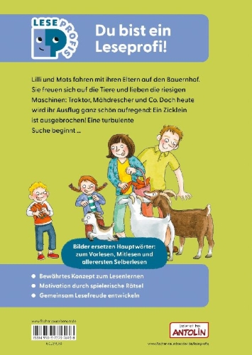 Buchcover und Innenansicht für das Buch: Leseprofis - Mit Bildern lesen lernen: Wirbel auf dem Bauernhof, Erstes Lesen