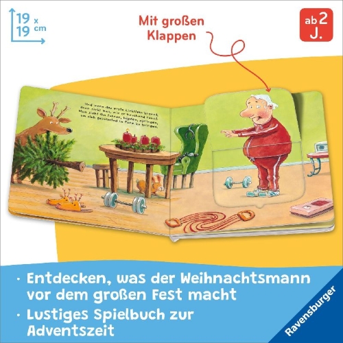 Buchcover und Innenansicht für das Buch: Advent, Advent, der Weihnachtsmann rennt!