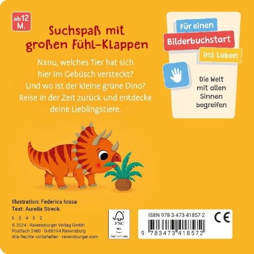 Buchcover und Innenansicht für das Buch: Wo bist du, kleiner Dino?