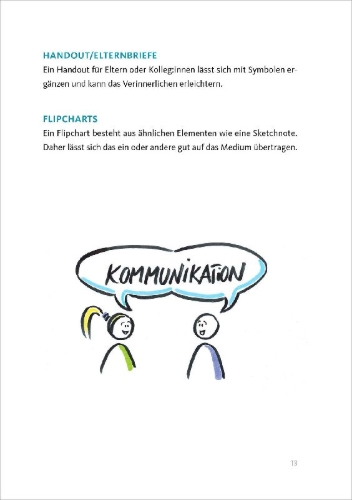 Buchcover und Innenansicht für das Buch: Sketchnotes für pädagogische Fachkräfte