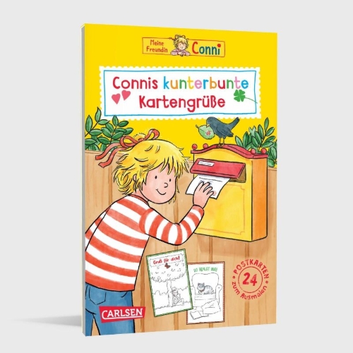 Buchcover und Innenansicht für das Buch: Conni Gelbe Reihe (Beschäftigungsbuch): Connis kunterbunte Kartengrüße