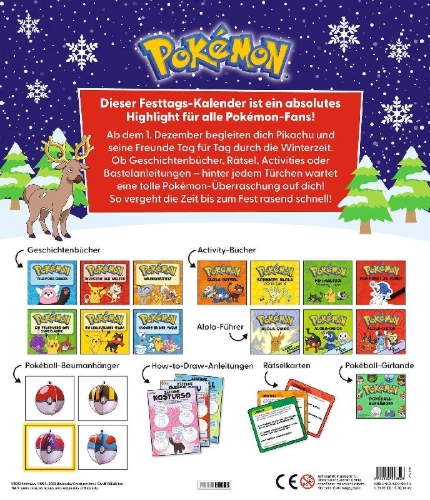 Buchcover und Innenansicht für das Buch: Pokémon Festive Calendar